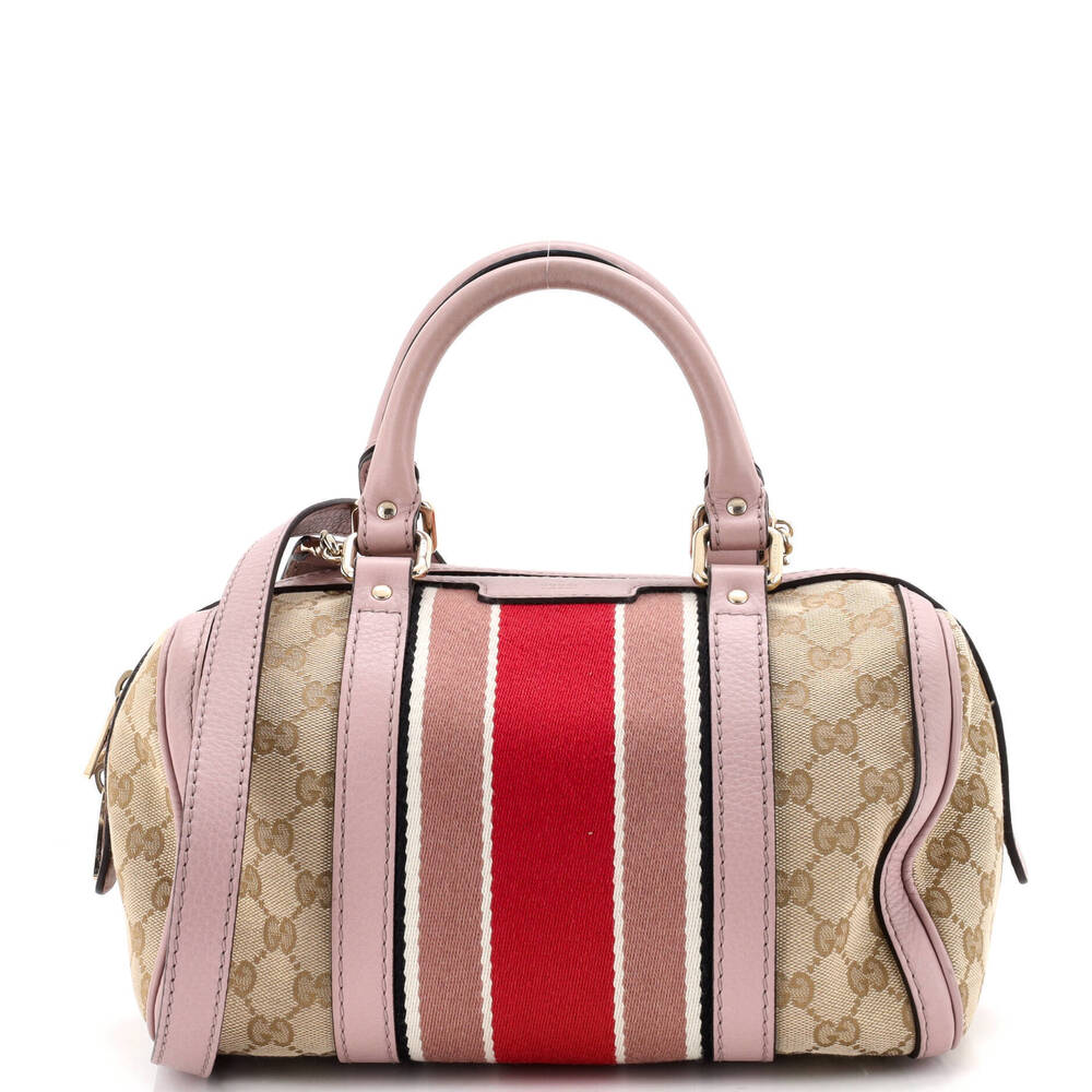 Gucci Small Vintage Web Boston Bag GG Canvas
